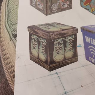 PUFF Plegable en MDF y PVC  35x35cm