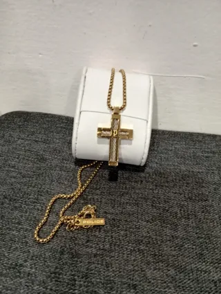 Cadena Cruz Police dorado