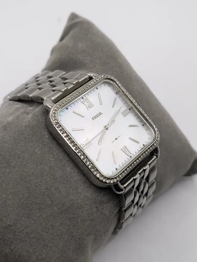 Reloj Fossil Mujer Cuadrado Bisel Brillante