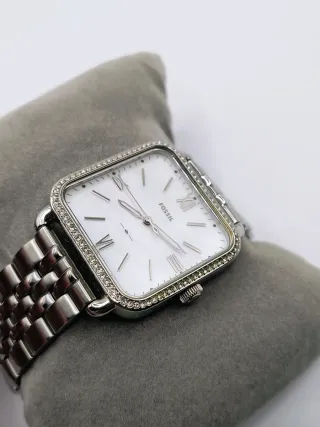 Reloj Fossil Mujer Cuadrado Bisel Brillante