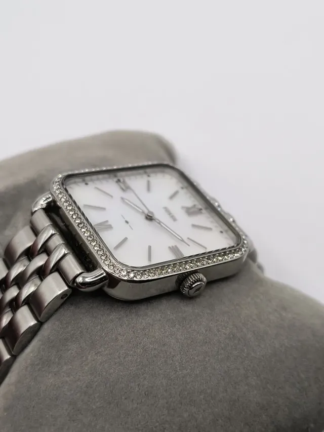 Reloj Fossil Mujer Cuadrado Bisel Brillante