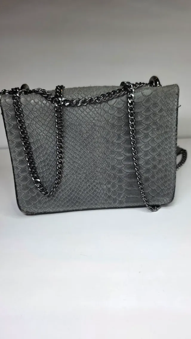 Bolso Bandolera Cuero Genuino Made in Italy Gris