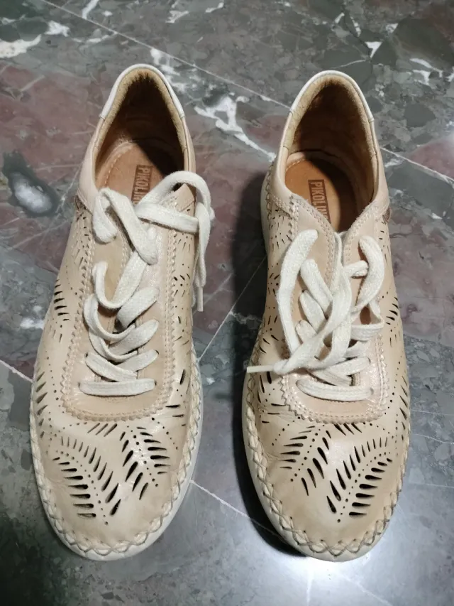 Pikolinos Zapatillas Beige Cuero Calado