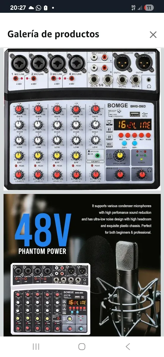 Mesa de Sonido BOMGE BMG-06D  6 Canales