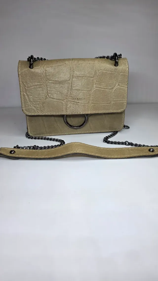 Bolso bandolera CUERO MADE IN ITALY Beige Nude