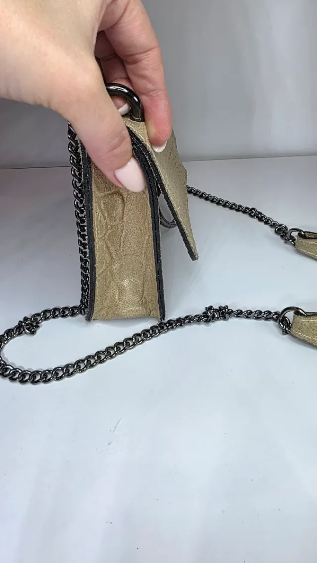 Bolso bandolera CUERO MADE IN ITALY Beige Nude