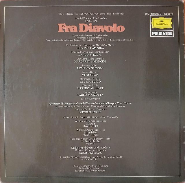 LP Fra Diavolo Deutsche Grammophon 1976