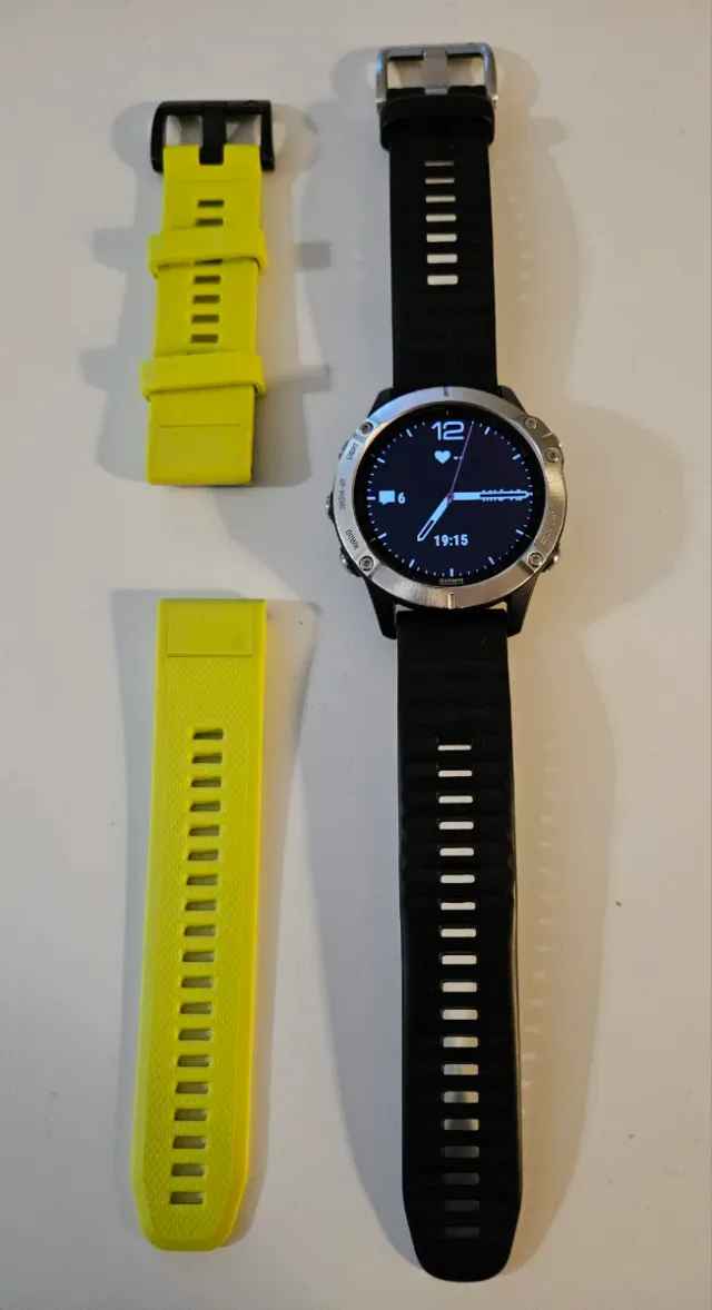 Garmin Fenix 6 + 2 pulseiras (preta e amarela)