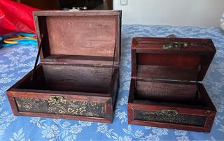 Set di 2 bauli decorativi in legno e metallo