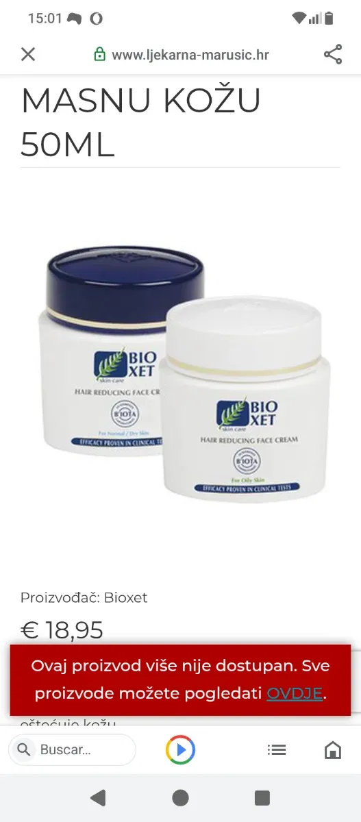 Lote 20 Cremas Reductora Vello Facial Bioxet