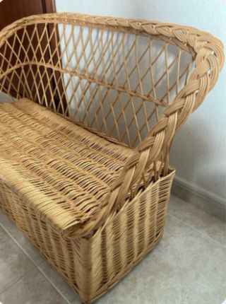 Banco mimbre vintage madera