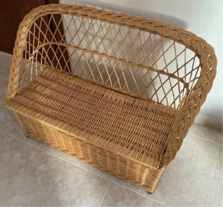 Banco mimbre vintage madera
