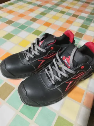 UPower Scarpe Lavoro Pelle Nere Rosse antinfortuni