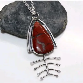 Collar Jaspe Sardo y Cadena Plata