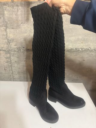 Stivali alti neri in maglia