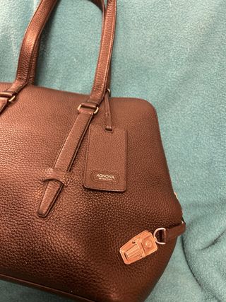 Bolso Agnona Piel Negra Granulada/ guardapolvo