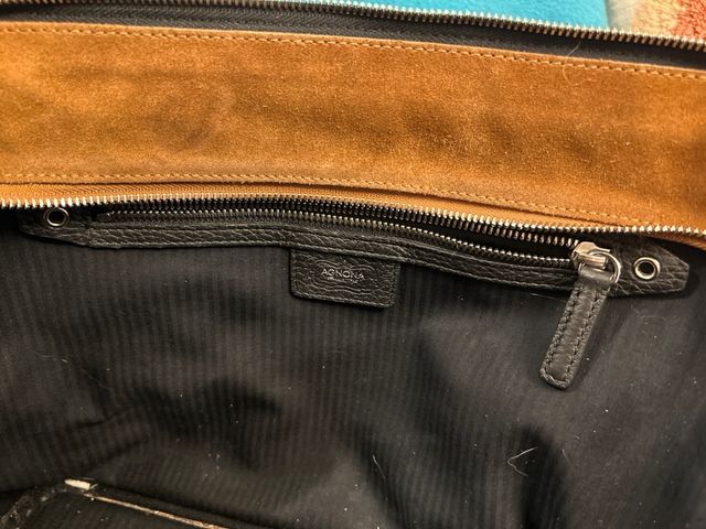 Bolso Agnona Piel Negra Granulada/ guardapolvo