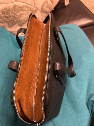 Bolso Agnona Piel Negra Granulada/ guardapolvo