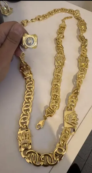 Cadena y Anillo corona  Oro laminado 14k