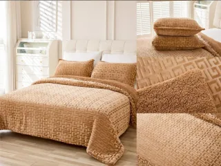 Edredón gris de poliéster y fleece