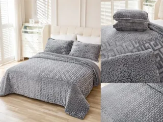 Edredón gris de poliéster y fleece