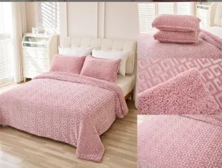 Edredón gris de poliéster y fleece