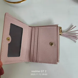 Monedero Billetero Rosa con Corazón y Borla