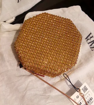 Bolso fiesta Zara pedrería dorado