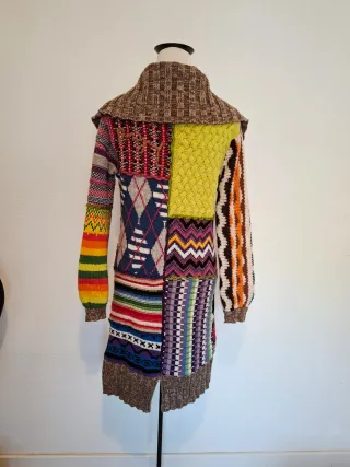 Chaqueta larga patchwork multicolor