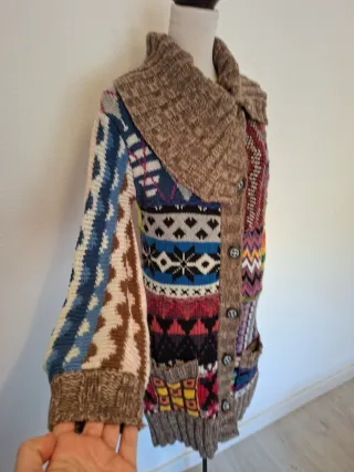 Chaqueta larga patchwork multicolor