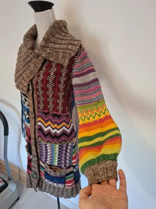 Chaqueta larga patchwork multicolor