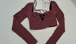 Top rosa de fiesta de Bershka