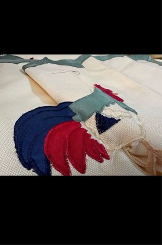 Lote 3 piezas mantelería gallos y pollitos