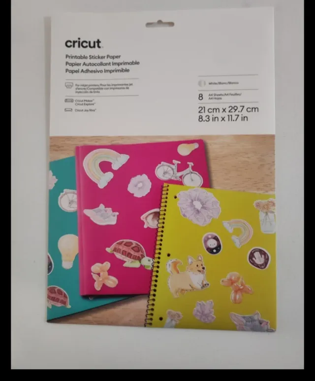 Papel Adhesivo Imprimible Cricut A4 Blanco 8 un.