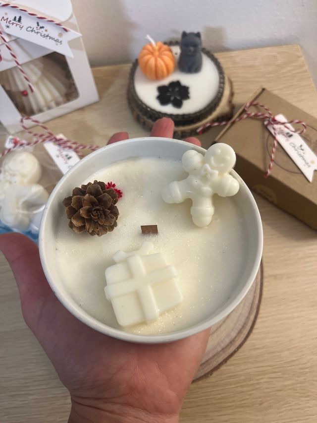 Candela Cera Soia Decorata Natale