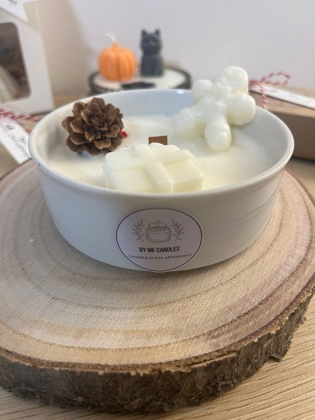 Candela Cera Soia Decorata Natale