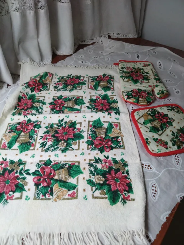 Set Manopla, agarrador y Paño Cocina Navidad