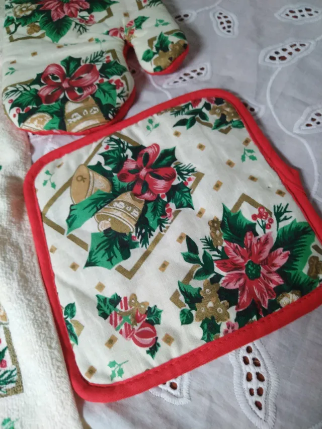 Set Manopla, agarrador y Paño Cocina Navidad