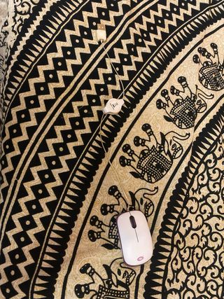 Ratón USB blanco y morado,con cable que se alarga