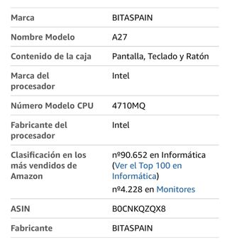 Ordenador All in One A27 27 16GB RAM