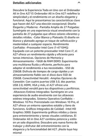 Ordenador All in One A27 27 16GB RAM