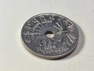 Moneda 25 Cts 1937 Año Triunfal