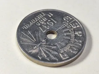 Moneda 25 Cts 1937 Año Triunfal