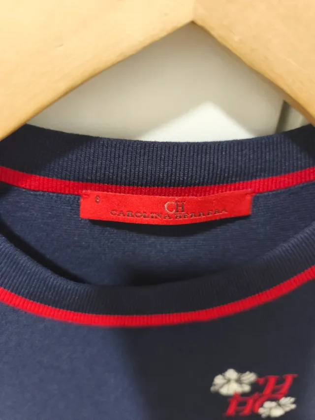 Vestido CH Niña Azul Marino y Rojo