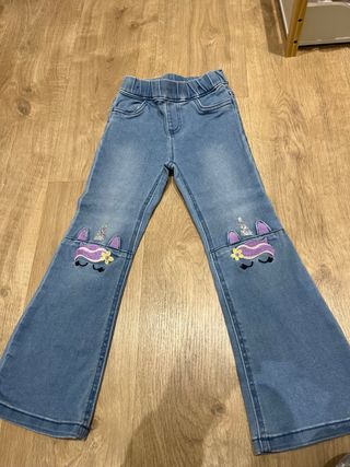 Pantalón tejano niña acampanado unicornio