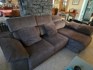 Sofá Chaiselongue Marrón Tela