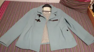 Chaquetón de paño de lana azul celeste T/40