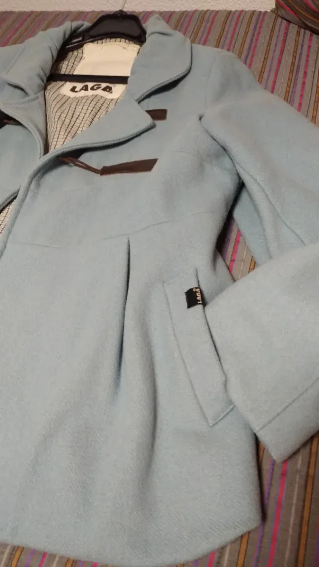 Chaquetón de paño de lana azul celeste T/40