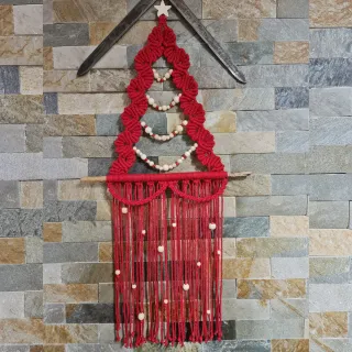 Árbol Navidad Macramé Rojo