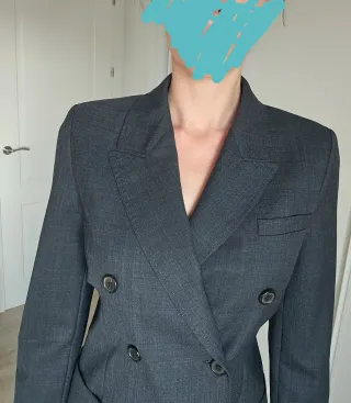 Traje ZARA mujer americana cruzada gris 36